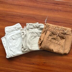 3x ZARA Marine Straight Wide Leg pants jeans white tan sand brown size 6 bundle